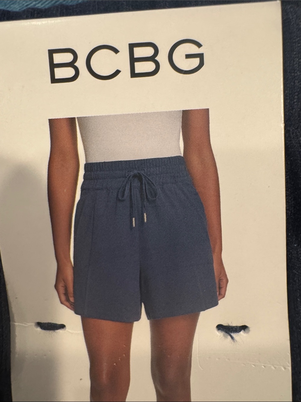 BCBG High Waist Drawstring Shorts in Deep Blue